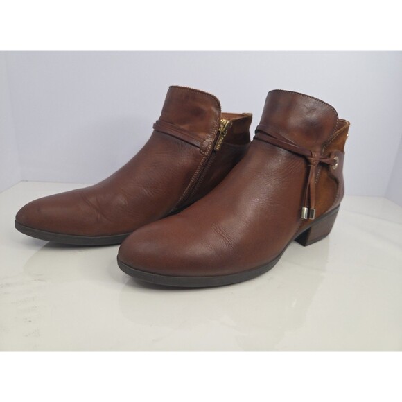 Pikolinos Cognac Leather Western Style Ankle Boots Daroca Sz 38 Comfy Soft - Picture 4 of 15